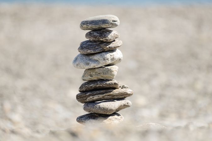 Pebbles balancing on the coast
