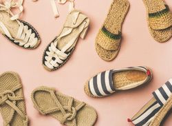 Scattered variety of trendy summer shoes