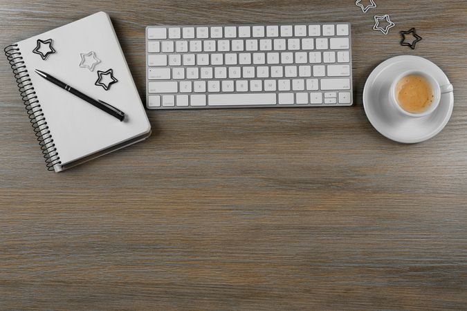 Modern Workplace with Cup of Coffee