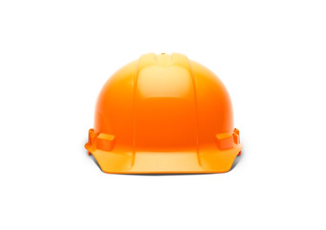 Orange Construction Safety Hard Hat Facing Forward Isolated