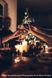 Family toasting at christmas dinner 0gXA83