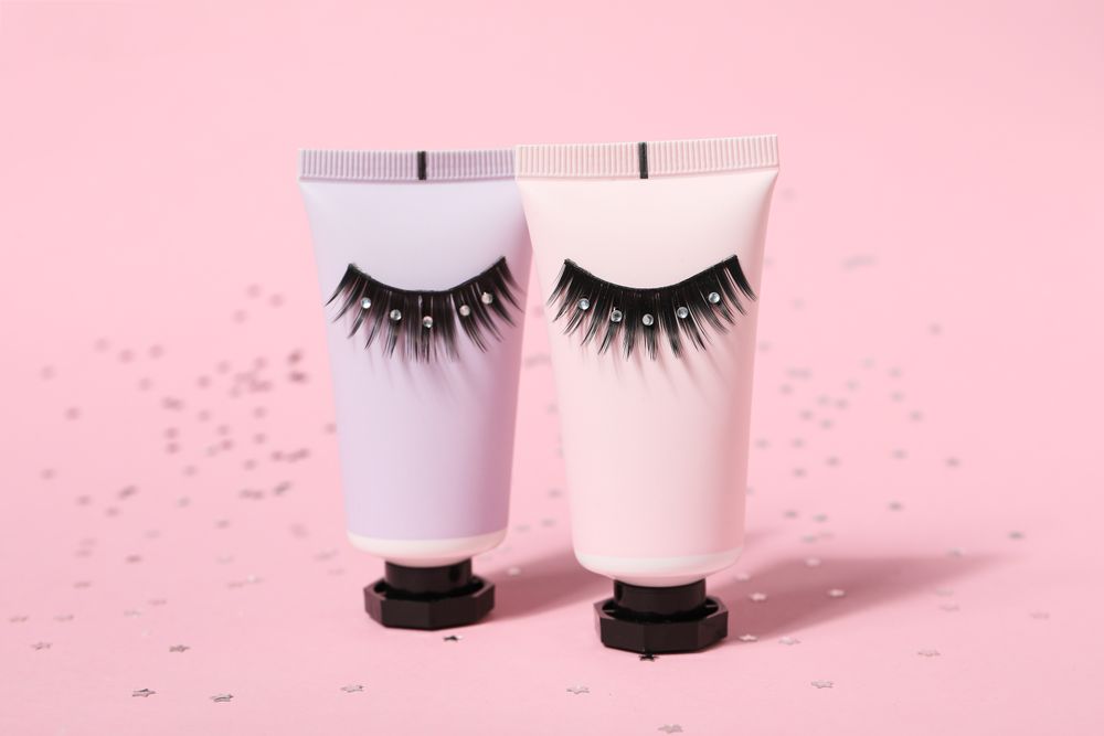 False eyelashes, concept of different makeup accessories