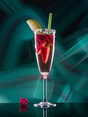 Glass with drink and berries