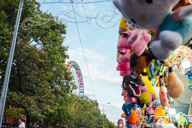 Toys on stall on fairground