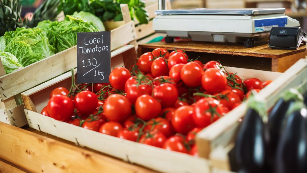 Outdoors Marketplace with Local Produce from a Farm.