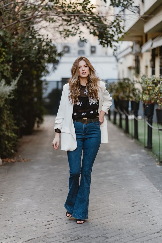 Charming woman posing on street