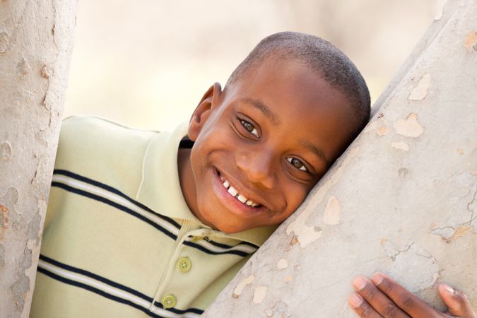 Young Black Boy Playing in the Park