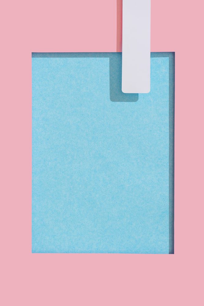 Top view paper swimming pool of pink and blue with diving board
