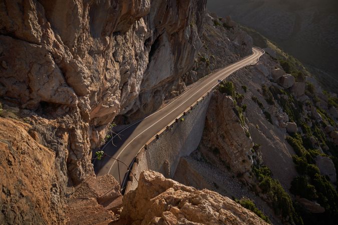 Asphalt road in mountainous terrain
