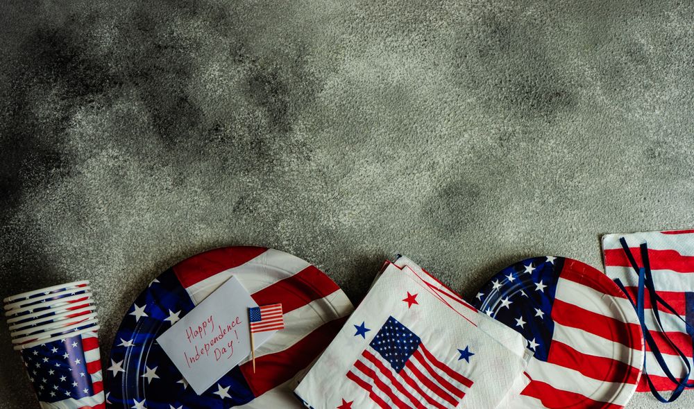 4th July table setting on grey counter