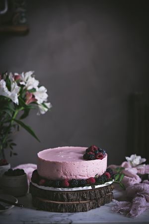 Strawberry tart on table