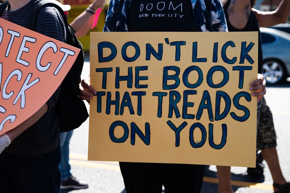 Los Angeles, CA, USA — June 7th, 2020: protest sign at rally in East LA