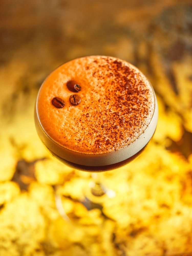 Espresso martini with coffee beans