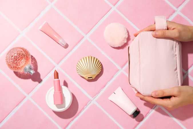 Bath accessories, toilet bag for different self care items