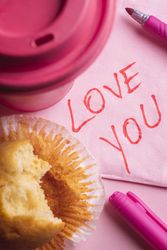 Morning love you message with breakfast