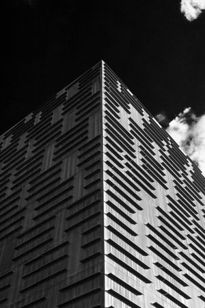 Abstract futuristic building in b&w