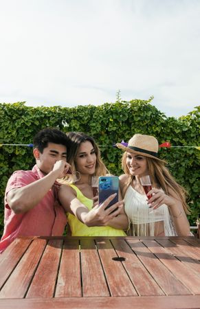 Group of friends drinking sangria on the terrace