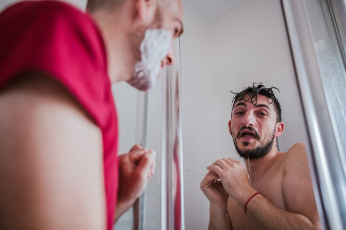 Gay couple in the bathroom