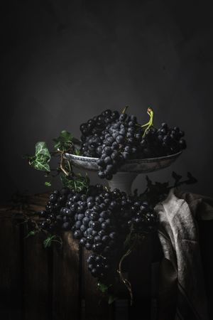 Bunch of grapes on plate