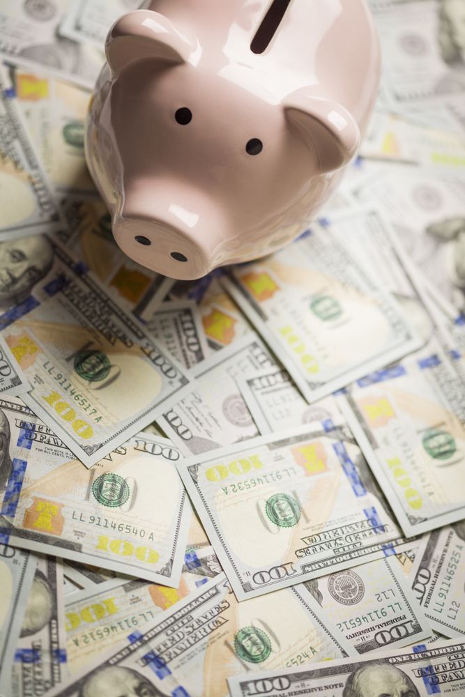 Piggy Bank on Newly Designed One Hundred Dollar Bills