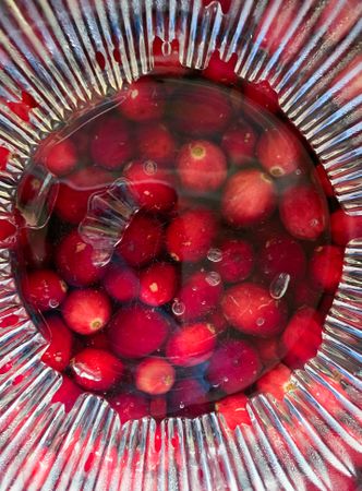 Cranberries under glass