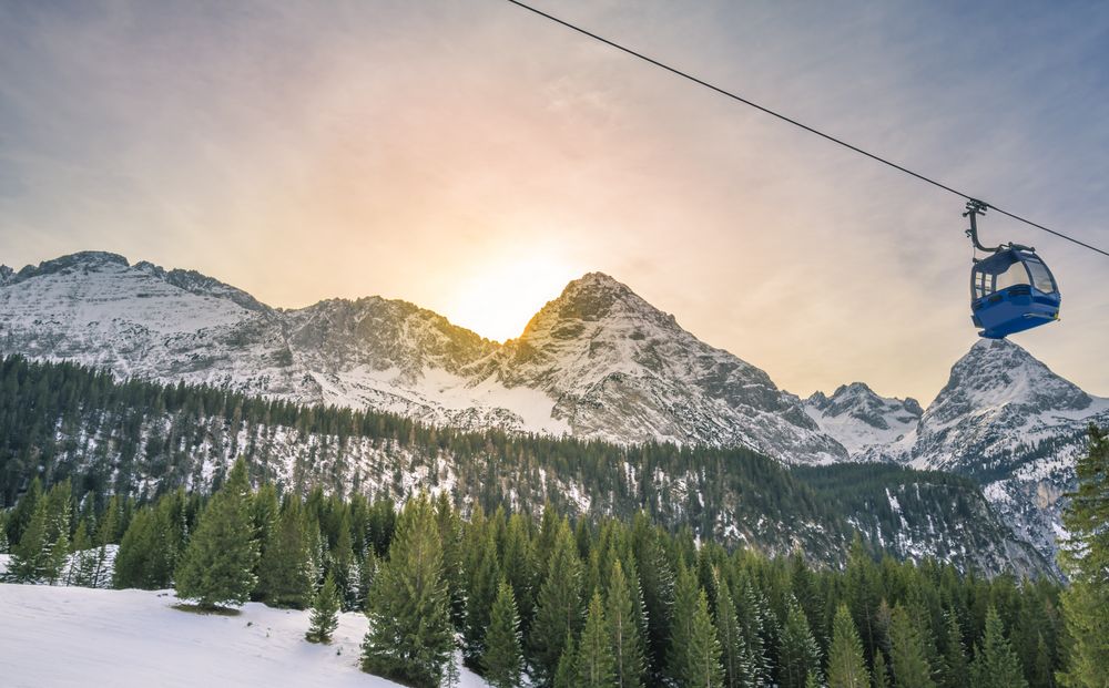 Alpine view on a winter sunny day