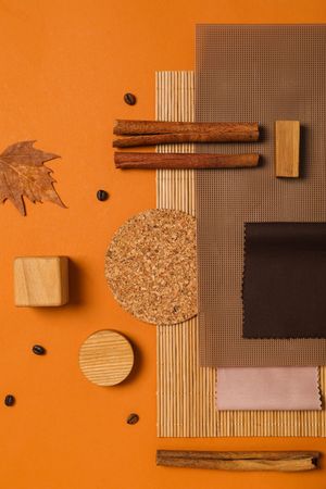 Flat lay of creative moodboard composition, top view