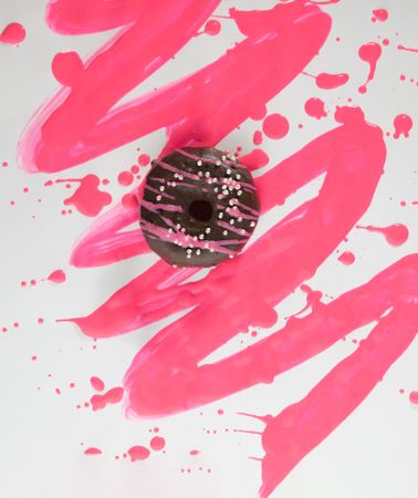 Donut on modern pink background