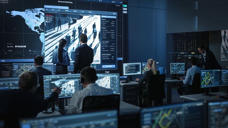 Advanced Monitoring Center With Analysts Tracking Global Data.