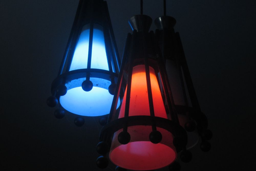 Blue and Red Hanging Light