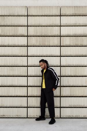 Black male near concrete blocks