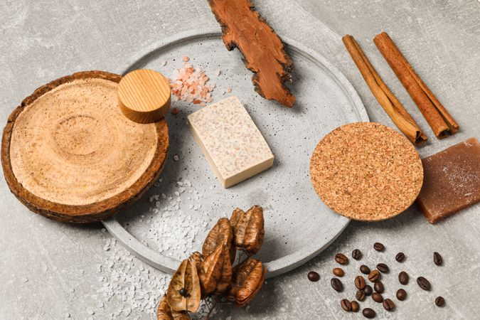 Flat lay of creative moodboard composition, concept of moodboard