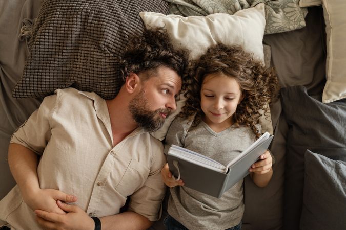 Dad and daughter at home