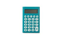 Blue mini calculator isolated on blank background