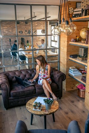 Businesswoman working in a coworking office