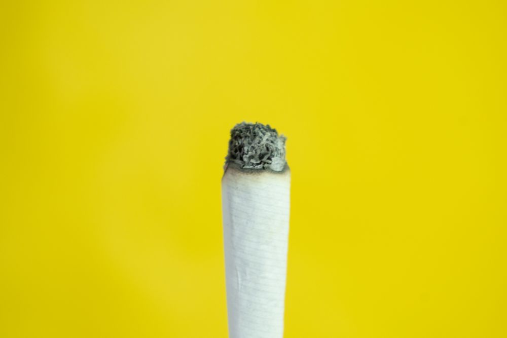 Top of burning hand rolled cigarette