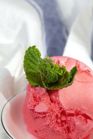 Appetizing strawberry ice cream in bowl