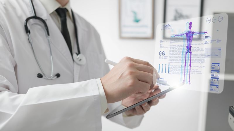 Doctor using AI for body analysis