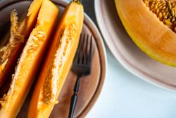 Close up of sliced orange melon