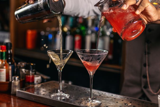 Stylish cocktails: a professional bartender in action
