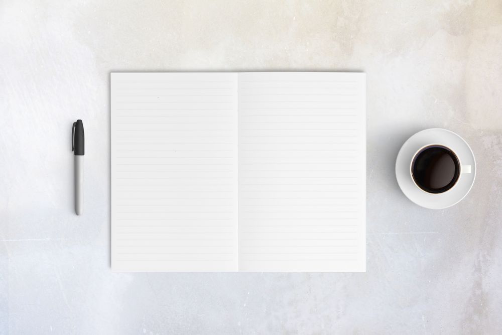 Modern workspace with  copy space on color background
