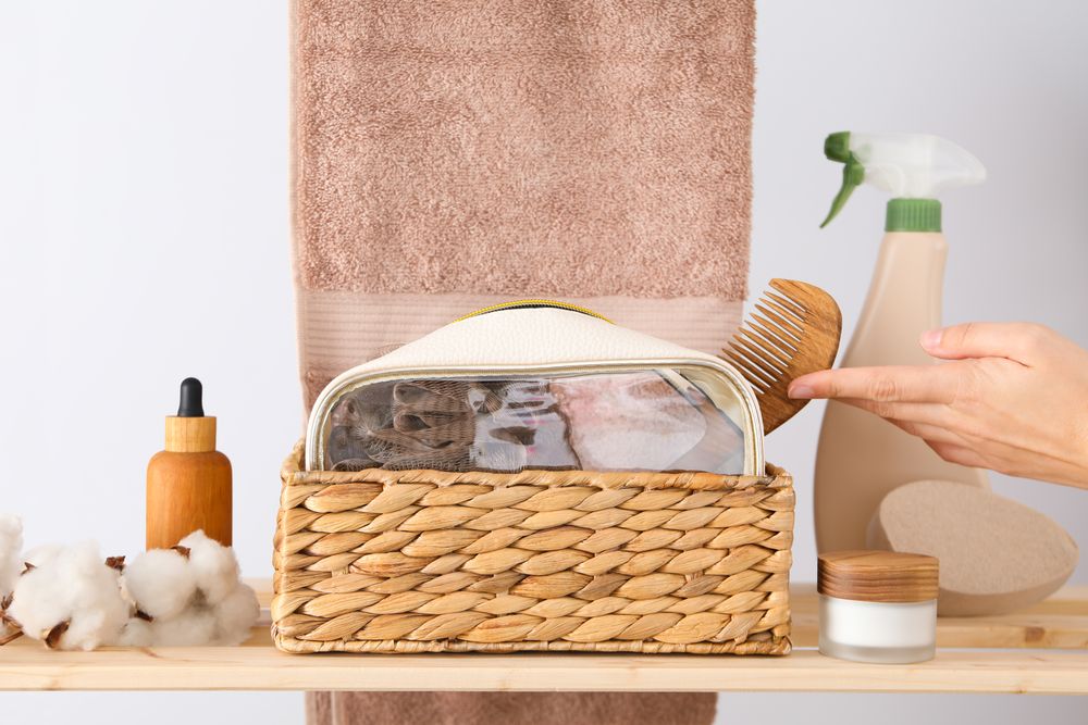 Bath accessories, toilet bag for different self care items