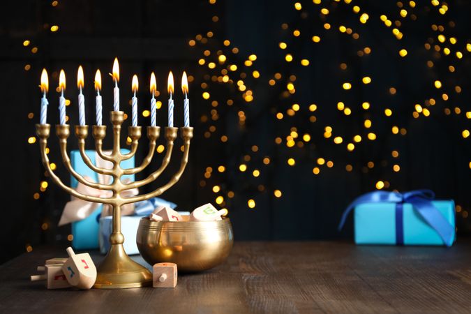 Concept of Jewish holiday, Hanukkah, space for text