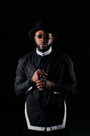 Serious stylish Black on black background
