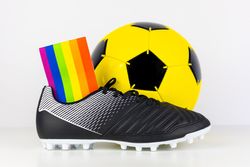 Rainbow flag in soccer shoes