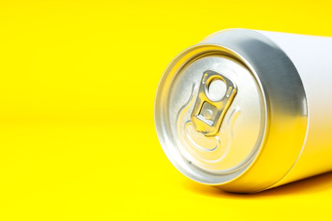 Concept of drink, blank can, space for text