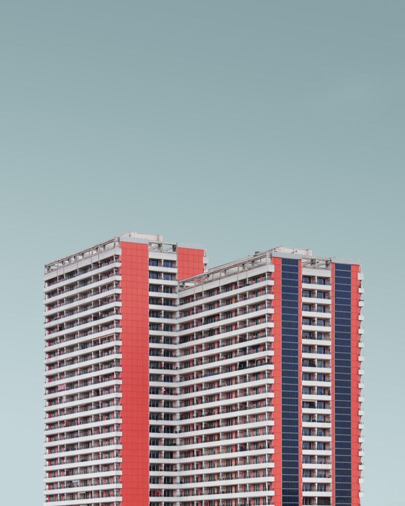 Orange and navy blocky building