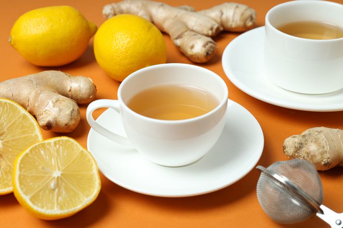 Cold treatment, healthcare concept - tea with ginger