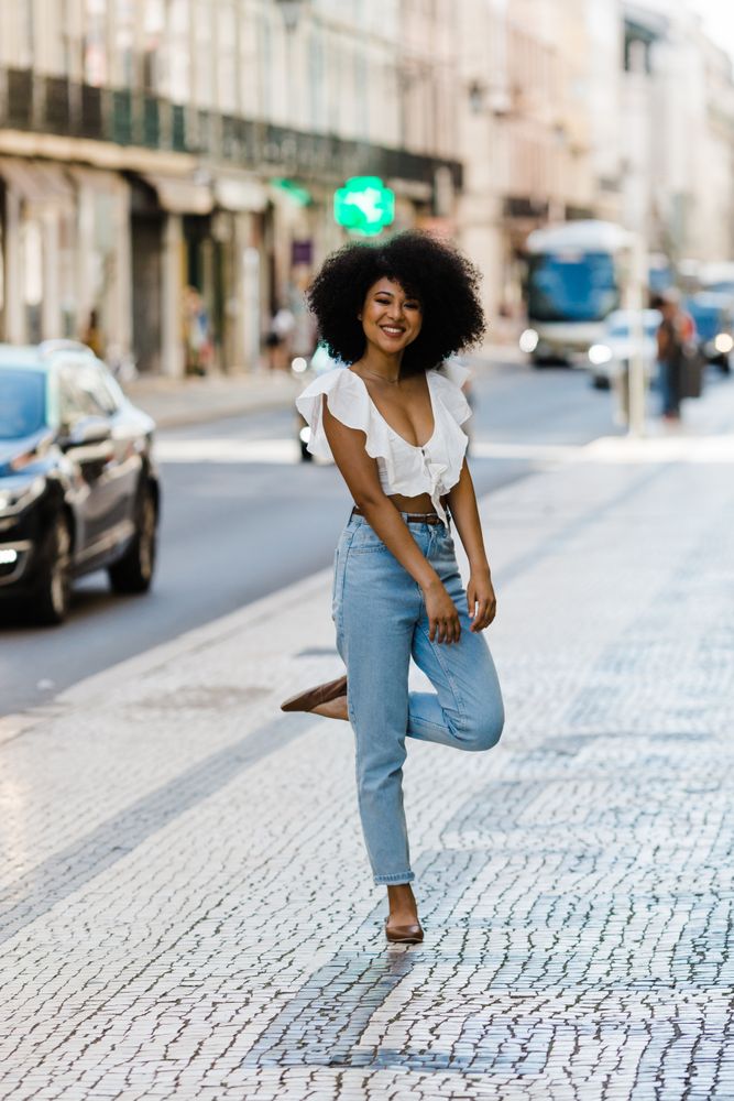 Black female on urban background