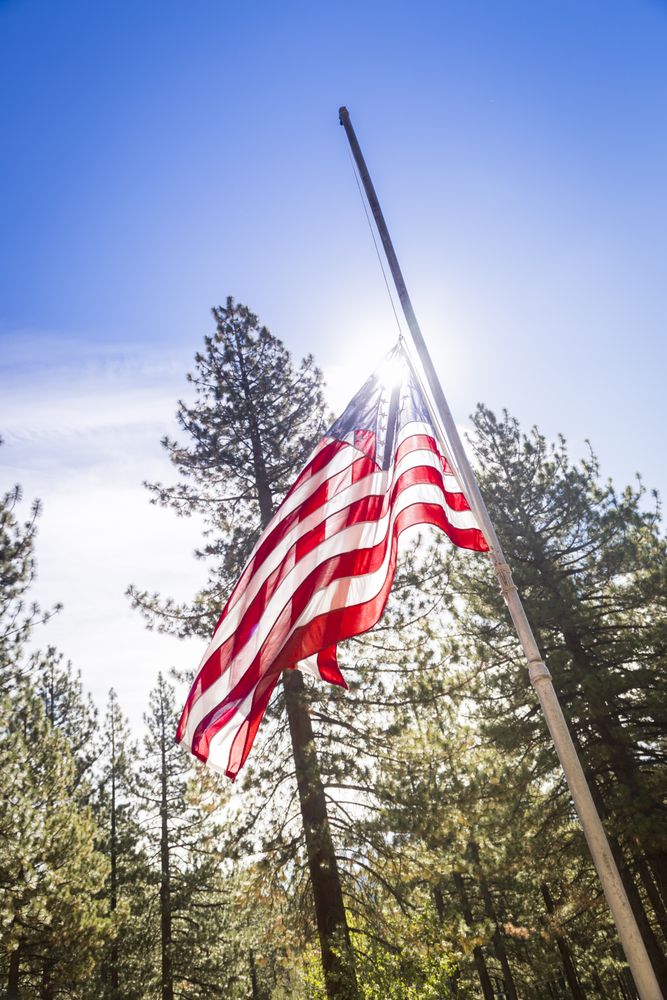 Dramatic Half Mast American Flag